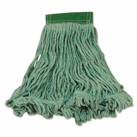RUBBERMAID COMMERCIAL Super Stitch Blend Mop Heads, Cotton/Synthetic, Green, Medium, 6PK FGD21206GR00